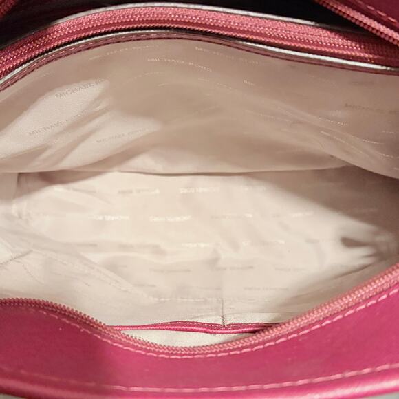 Michael Kors Jet Set Saffiano Leather Tote Burgundy Red MK Charm Shoulder Bag - Picture 12 of 12